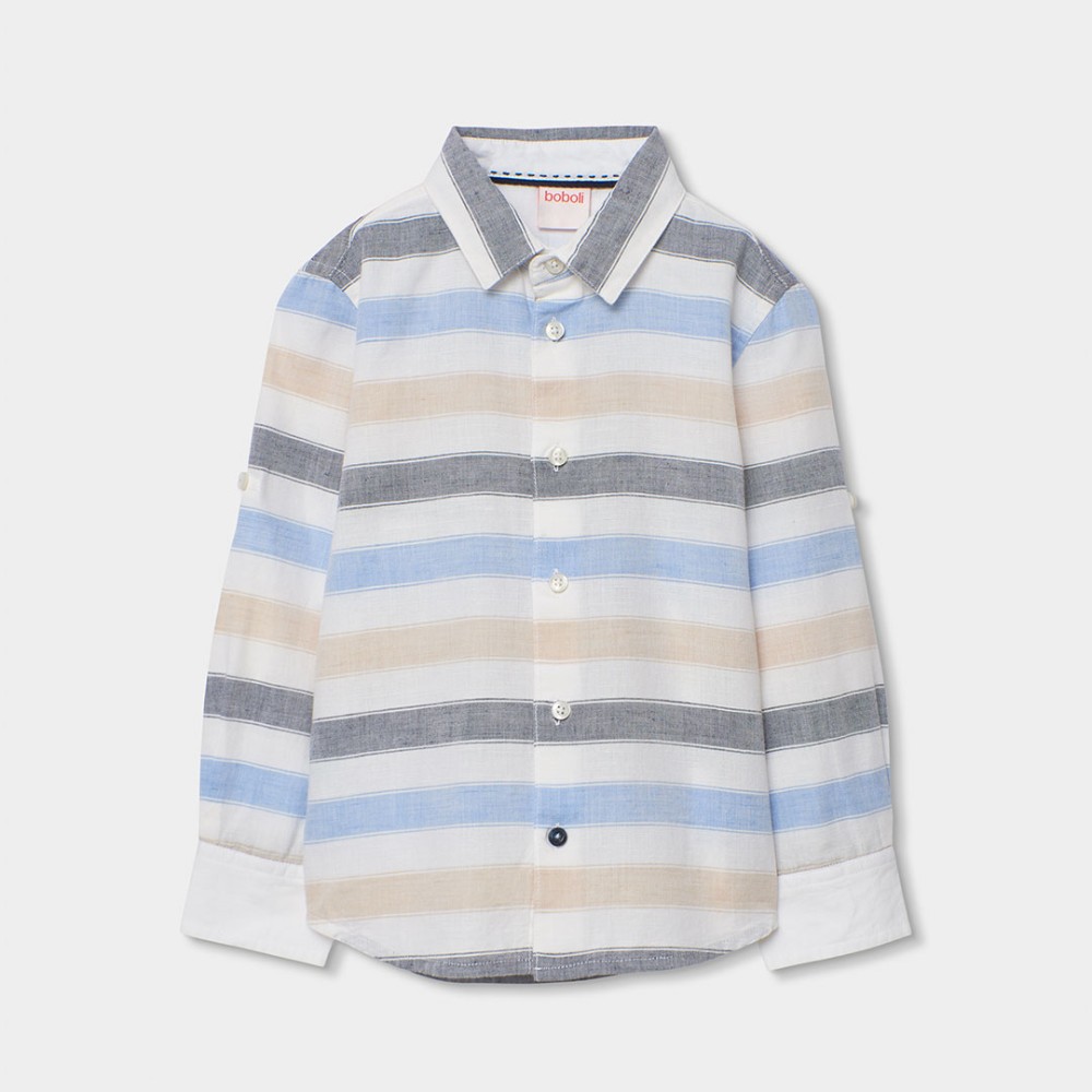 CAMISA RAYAS BEIGE/AZUL